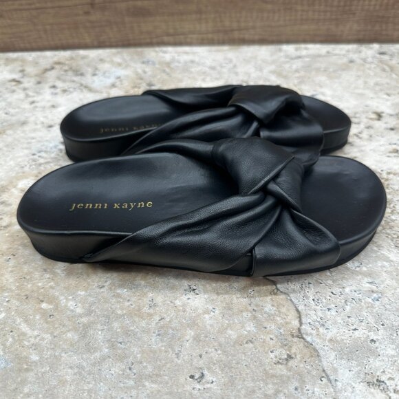 Jenni Kayne Sandals Womens Size 36 US 6 Black Leather Knot Comfy Slides - Picture 5 of 11